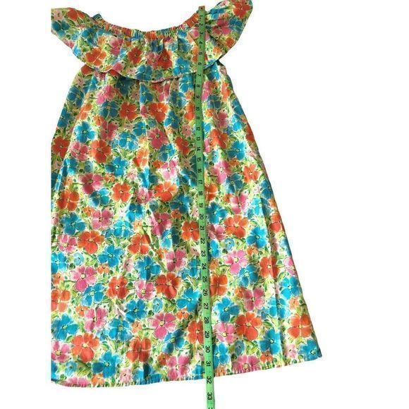 Land's End Floral Ruffle Off‎ The Shoulder Dress Girls Large 14 Summer Sundress - Picture 6 of 8